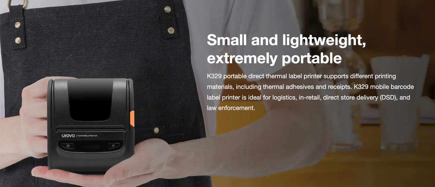 Urovo K329 - Imprimante d'Étiquettes Portable Ultra-Compacte